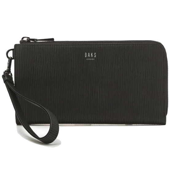 닥스 남성 블랙 음각패턴 소가죽 지퍼장지갑_DBWA1F161BK