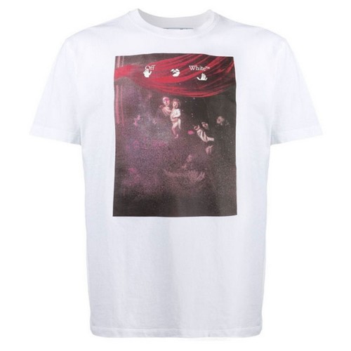 오프화이트 OMAA027S21JER0100101 스프레이 카라바조 프린팅 슬림 반팔 티셔츠 화이트 티셔츠 TR OMAA027S2..