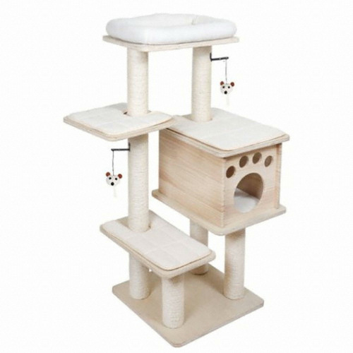 펫모닝 중간 하우스 원목 캣타워 PMC-6514