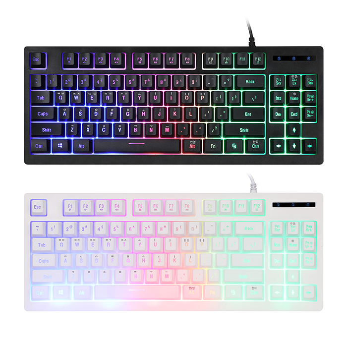 ABKO Hacker K150 텐키리스 레인보우 LED 게이밍 멤브레인