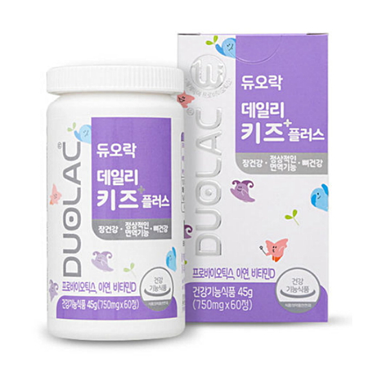 듀오락 데일리 키즈 플러스 프로바이오틱스 유산균 60정