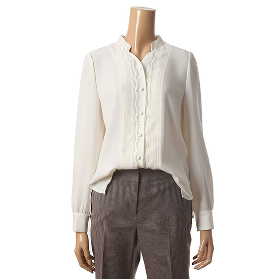 안지크 여성 자수 레이스 브이넥 블라우스_AF3BL1170