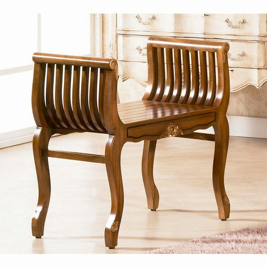 유캐슬 마호가니 빈티지 엔틱 원목 벤치 1인용