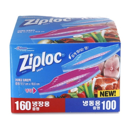 SC존슨  지퍼락 지퍼백 세트 냉장용(중) 160매 + 냉동용(중) 100매