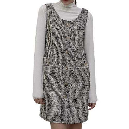 나인 베리 라운드 니트 원피스 op5842 가을 겨울 라운드 미디 롱 주름 하객 슬림