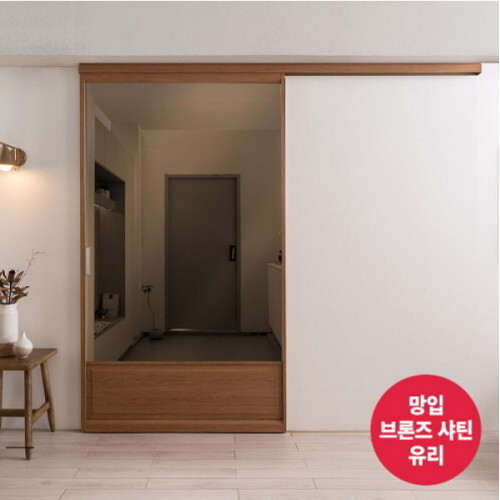 리바트  키친 우디 원슬라이딩 망입유리 중문