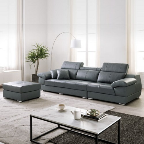 쉐우드가구 빌리 기능성 헤드틸팅 천연통가죽 소파 4인용