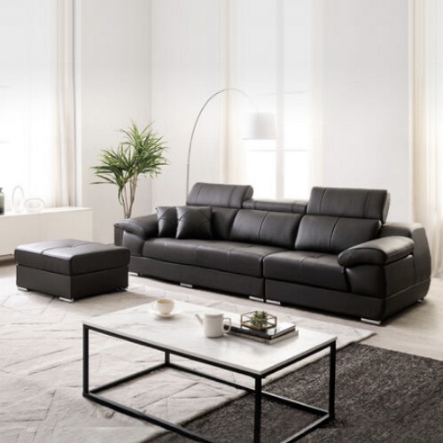 쉐우드가구 빌리 기능성 헤드틸팅 천연통가죽 소파 3.5인용