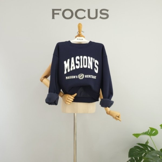 4CUS 포커스 레터링 크롭 기모 맨투맨 티셔츠 FW1J9TS5569
