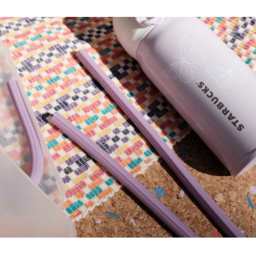 에이비라이프  개방형 실리콘 빨대 애쉬퍼플