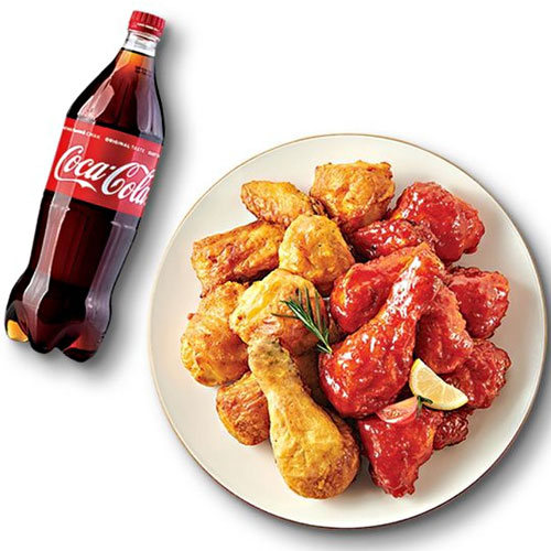굽네치킨 양념 히어로 반반+콜라1.25L