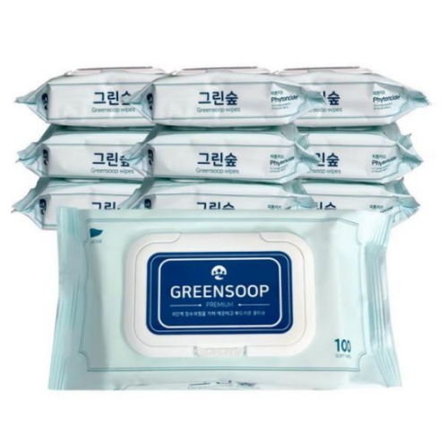 장원 그린숲 물티슈 캡형 100매