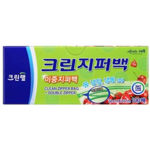 크린랲  크린 이중지퍼백 22x25cm (중) 100매