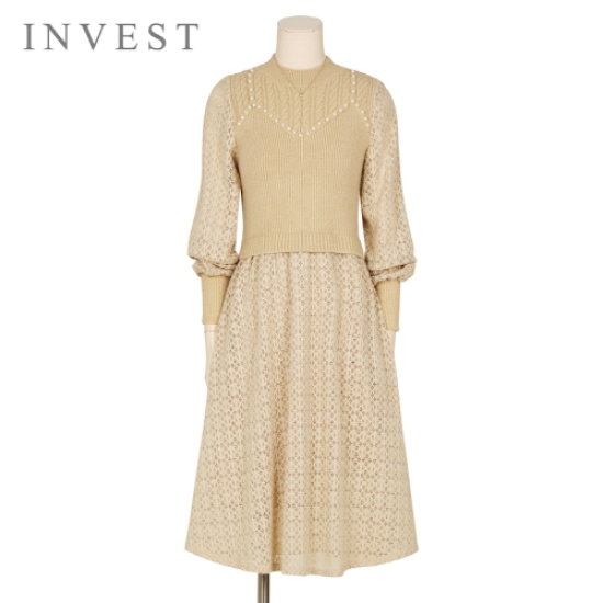 인베스트 진주라인니트배색원피스_VKW1OP3811
