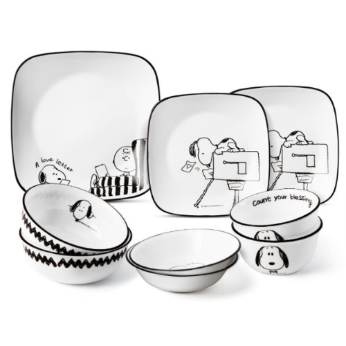 코렐 스누피앤찰리에디션 2인 한국형 사각 홈세트 9P