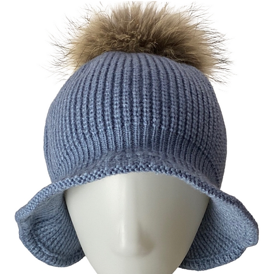 햇츠온 여성 라쿤퍼 폼폼 와이어챙 니팅 버킷햇 모자 H14-304BL