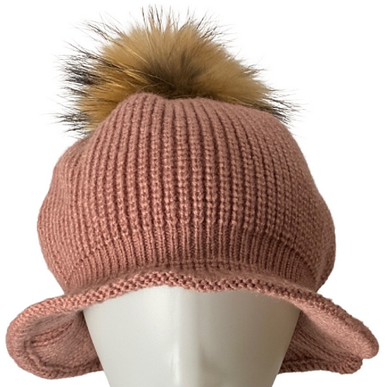 햇츠온 여성 라쿤퍼 폼폼 와이어챙 니팅 버킷햇 모자 H14-304PI