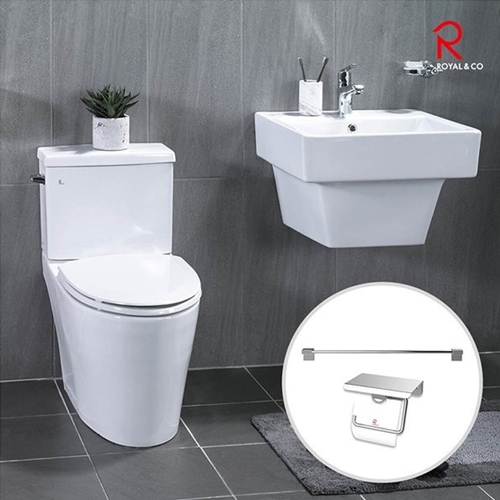 로얄앤컴퍼니  로얄W 양변기+세면기+수전+수건걸이+휴지걸이 세트