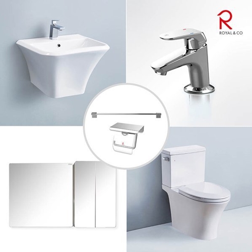 로얄앤컴퍼니  로얄V 양변기+세면기+수전+욕실장+수건걸이+휴지걸이 세트