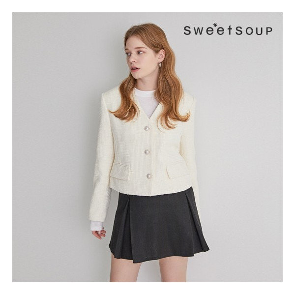 스위트숲 버튼 포인트 트위드 재킷 WY1JKE2