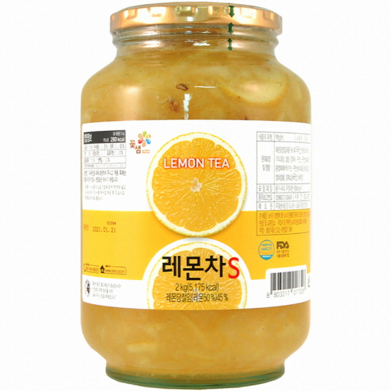 꽃샘식품 꽃샘 레몬차S 2KG x 6개 1박스 액상차 과일청 카페
