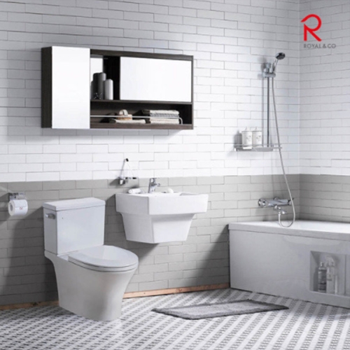 로얄앤컴퍼니  세미컬렉션F 양변기+세면기+수전+샤워수전+슬라이드벽행거+선반 세트