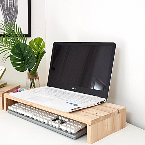 스토니처 심플 기본 원목 듀얼 모니터받침대