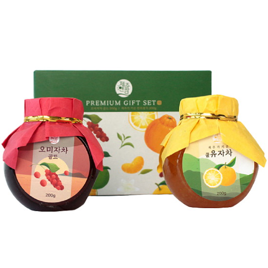 뉴 프리미엄 제주 티 2종 선물세트 오미자 유자