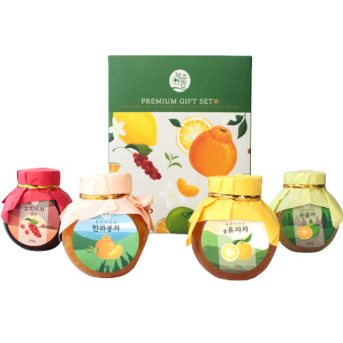 뉴 프리미엄 제주 티 3종 선물세트 한라봉 오미자 유자