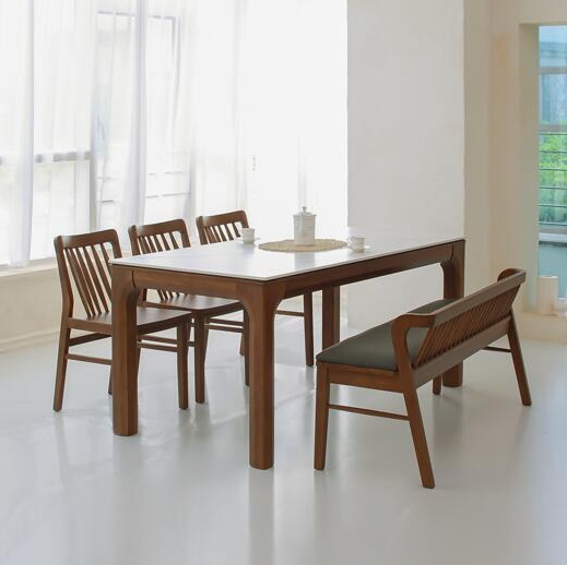 헤닝 에일리 포세린 통세라믹 원목 식탁 1700