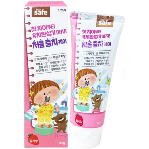 CJ라이온 키즈세이프 어린이 유아치약 딸기향 90g