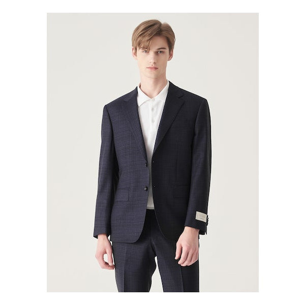 이지오 남성 REGULAR FIT 블루 울 체크 정장 재킷_RX1301N05P