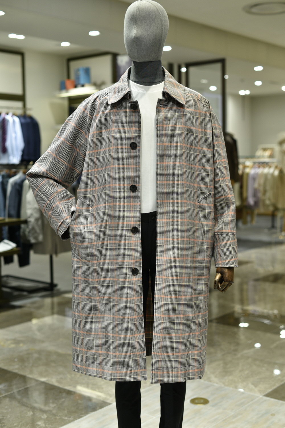 BON 남성 카라탈부착 발마칸 오렌지체크 울코튼 트렌치_BN1SHA264