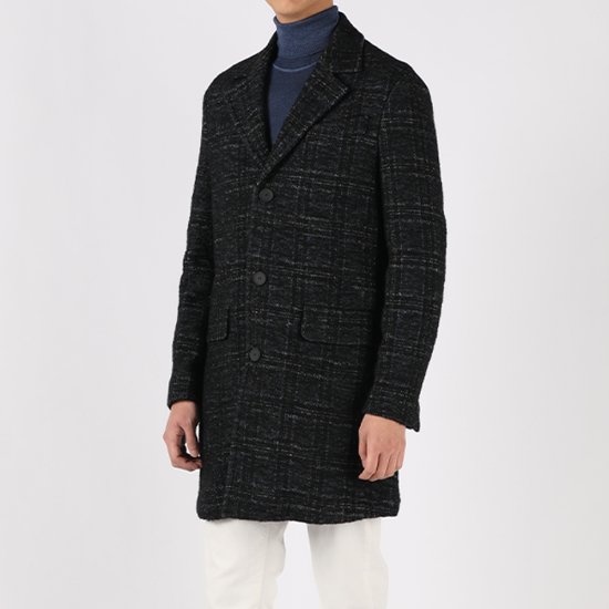 빠니깔레 울혼방 체크 싱글 코트 F-NCOAT55