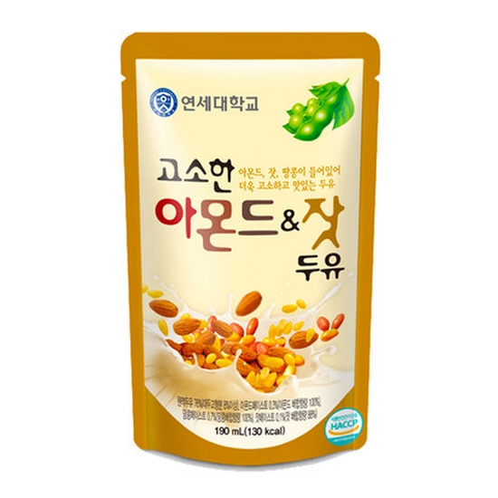 연세두유 고소한 아몬드 잣 두유 파우치 195ml
