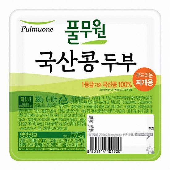 풀무원  국산콩 두부 부드러운 찌개용 380g