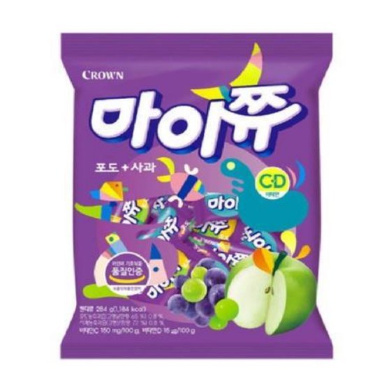 크라운제과  마이쮸 포도사과 284g x10개 1박스 간식 캔디