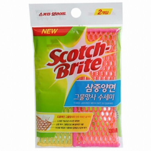 3M 스카치브라이트 삼중양면 그물망사 수세미