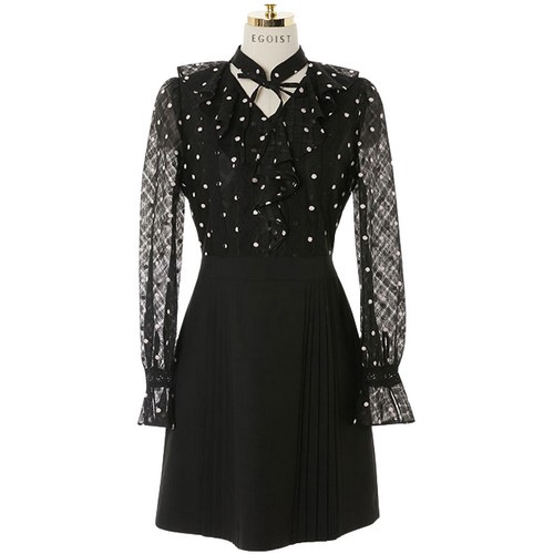 에고이스트 페미닌 매쉬 러플 미니 원피스 EN1WO261