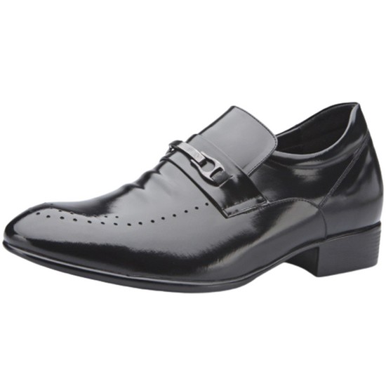 보닌 남성 천연소가죽 도트라인 비조장식 키높이 정장구두_LC039BK