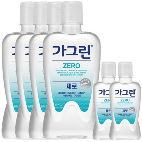 동아제약 가그린 제로 820ml 4개 + 250ml x 2개