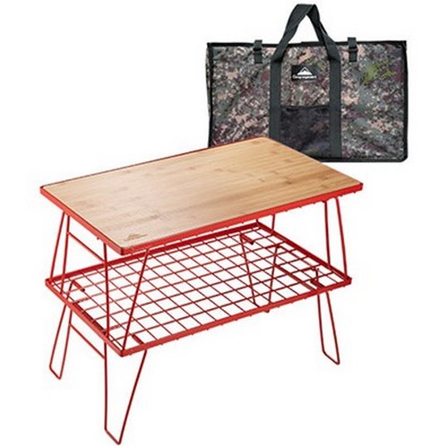 캠핑문  2단 멀티 테이블 쿨러 스탠드 레드 에디션