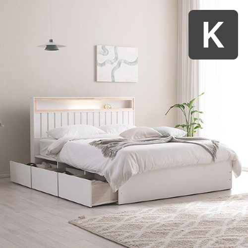 삼익가구 히노 호텔식 편백나무 빅수납 LED침대 K