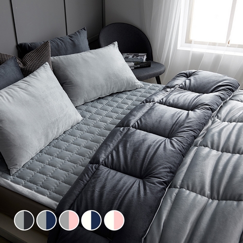밀크디자인 솔리드 투톤 극세사 차렵이불 패드세트