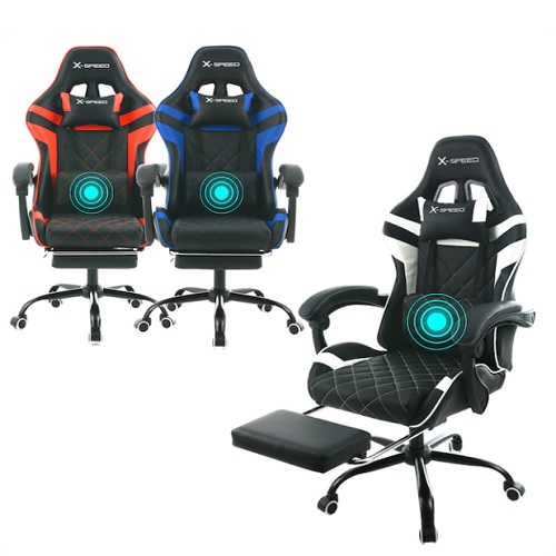 베스트리빙  X-SPEED 허리안마쿠션 발받침 게이밍 의자 7949