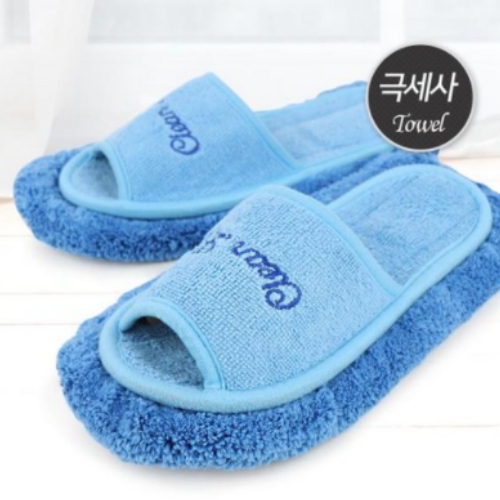 라이펀  극세사 청소실내화 블루밍