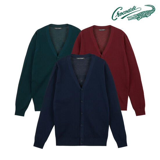 크로커다일 남성 전판 조직 V넥 가디건_CDAA8KC2371