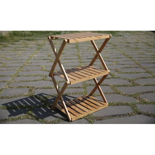 캠핑문  뉴 접이식 3단 우드 쉘프