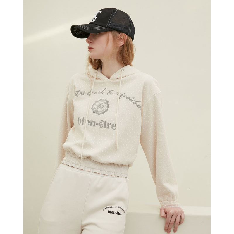 에고이스트 여성 도트 매쉬 패치 후드 티셔츠_EN1CL160