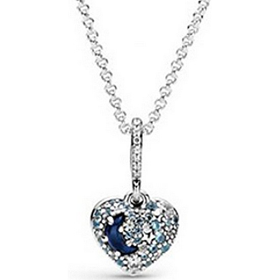 판도라  스파클링 블루 문 스타 하트 목걸이 399232C01
